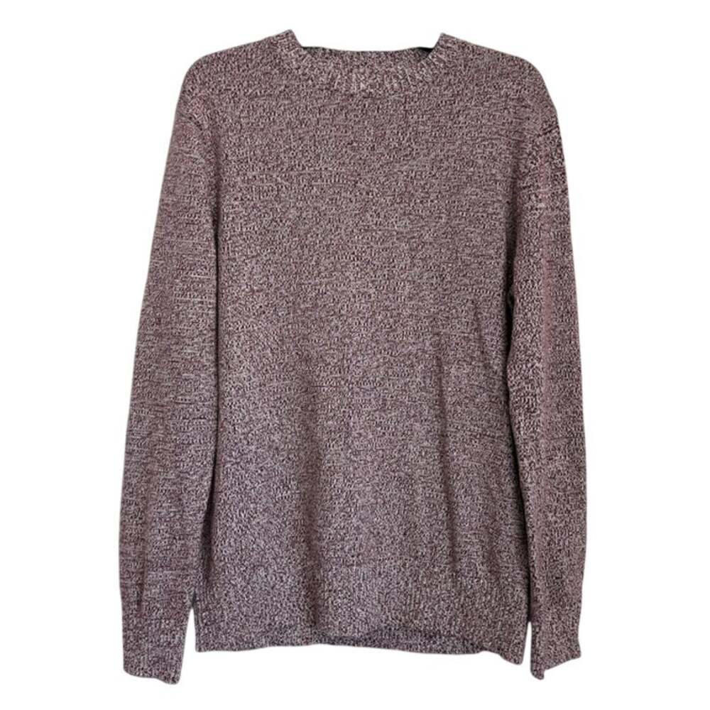 NWOT Mens H&M Cotton Blend Maroon Marled Knit Crewneck Size Large